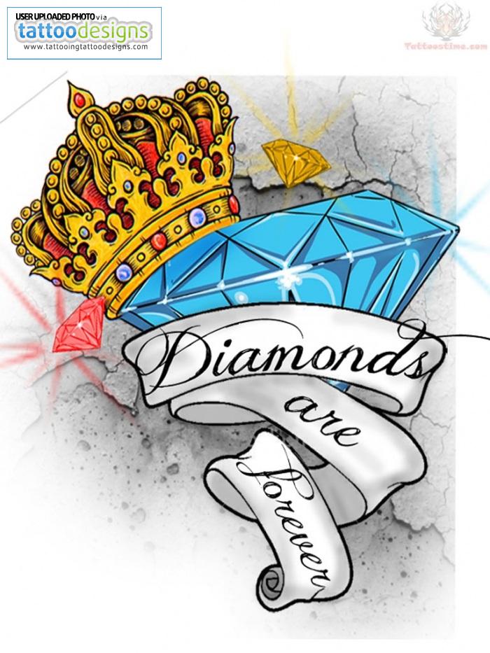Crown Diamond And Banner Tattoo Design Image | Tattooing Tattoo ...