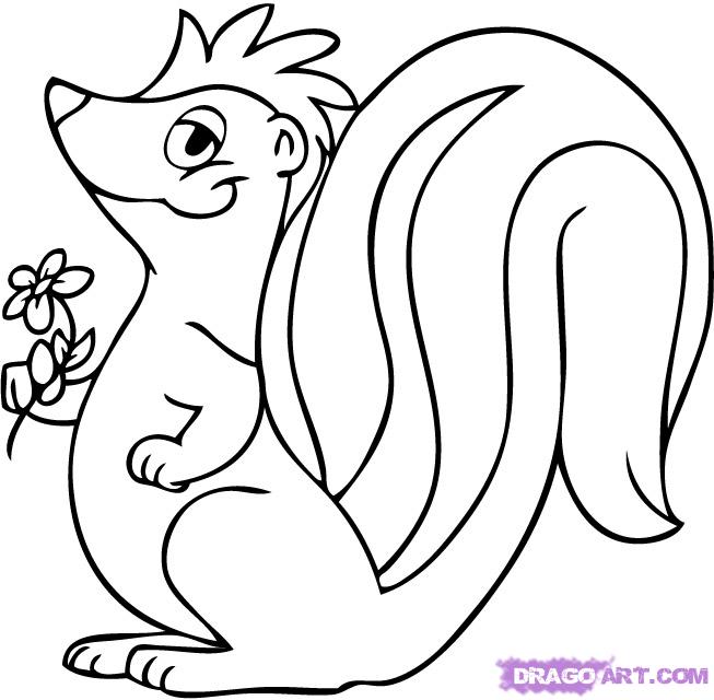 How to Draw a Cartoon Skunk, Step by Step, Cartoon Animals ...