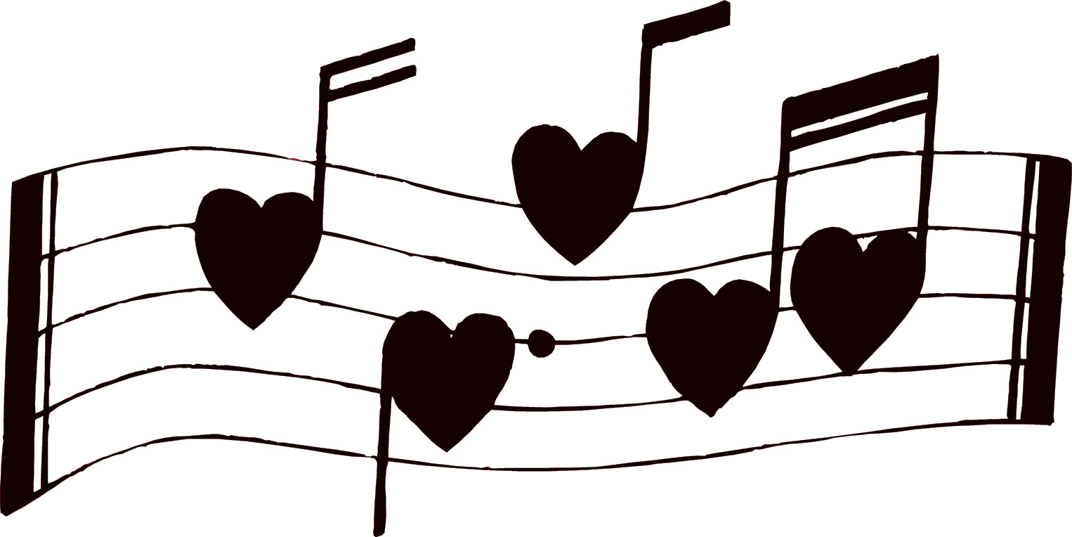 ArtbyJean - Vintage Sheet Music: Musical notes with little hearts