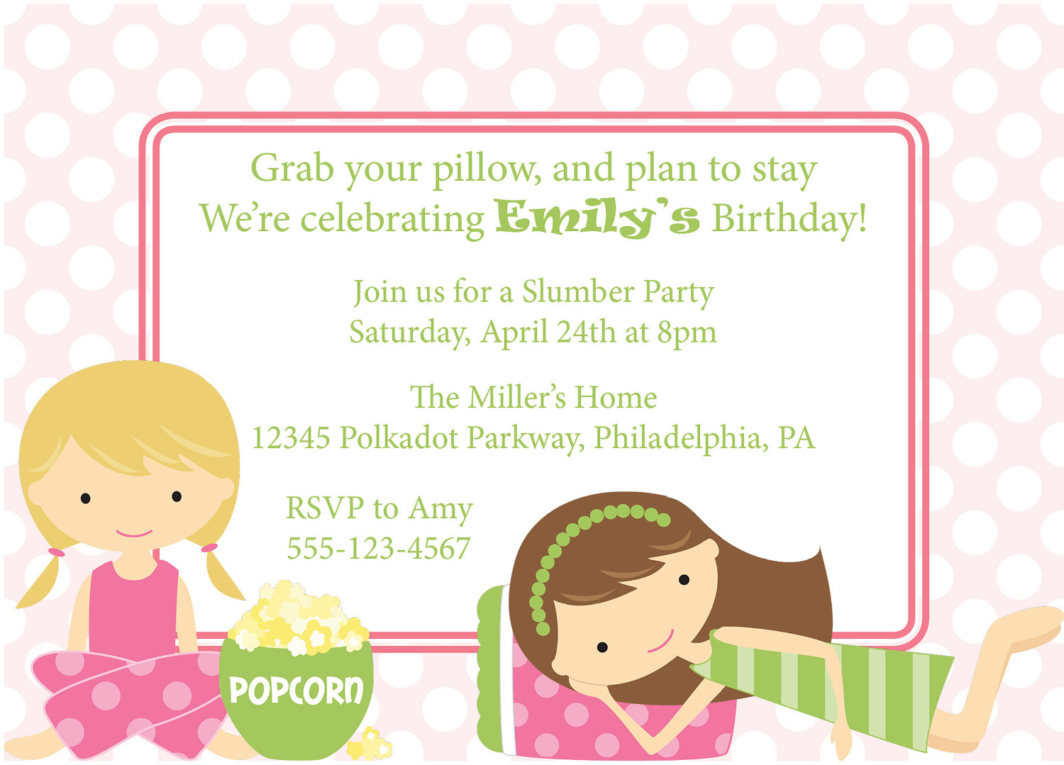 Slumber Party Invitation Sleepover Invite by CowPrintDesigns