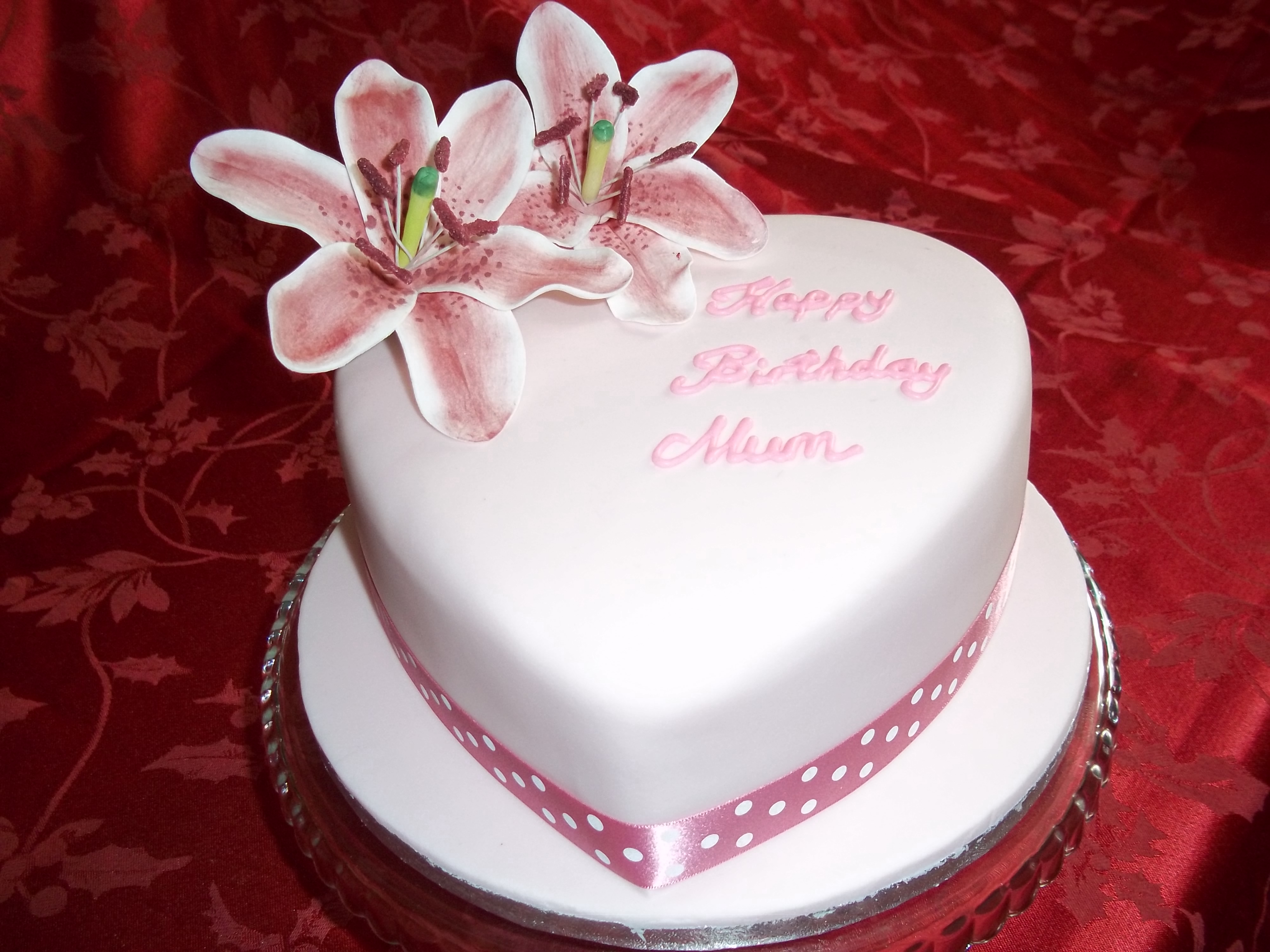 Heart shaped Lily Birthday Cake Wallpaper HD For Windows ...