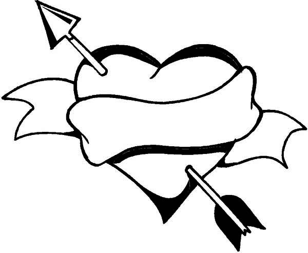 Heart and Arrow, a Classic Symbol on Valentine's Day Coloring Page ...