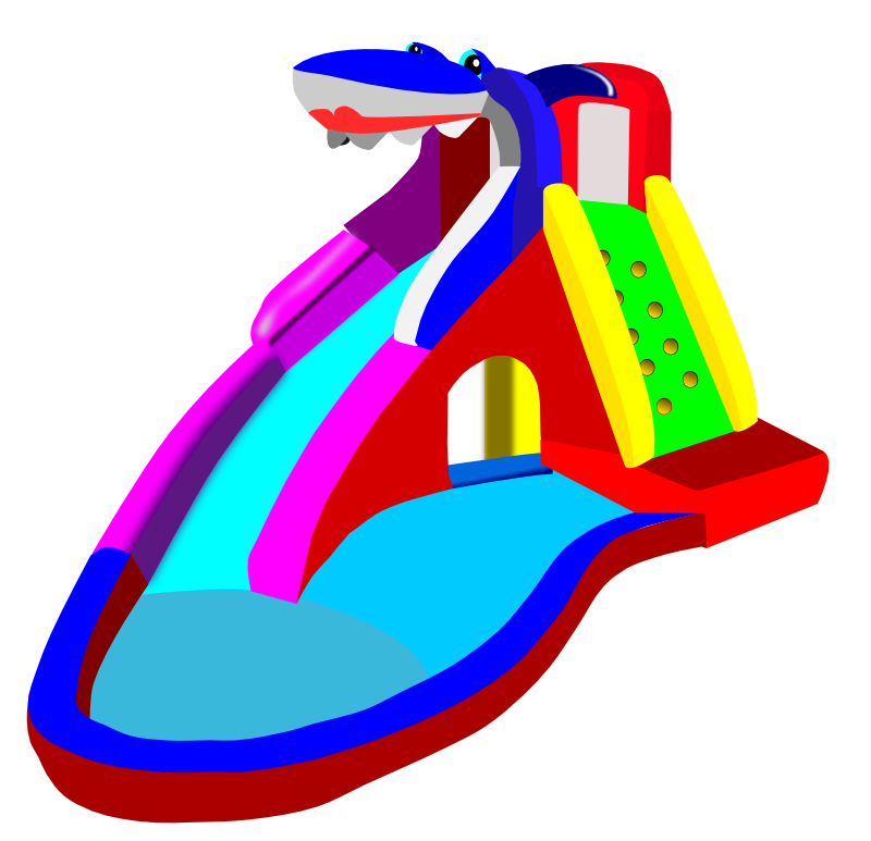 Clipart - Bouncy Castle - Water Slide - Pool