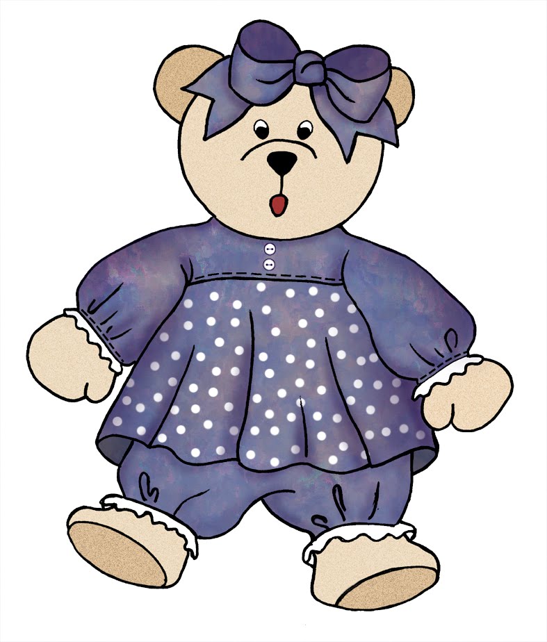 ArtbyJean - Purple Wood Roses: Little Girl Teddy Bears from set ...
