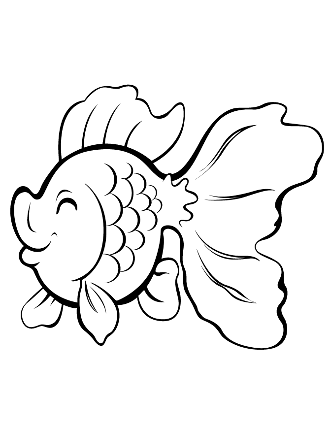 Cute Cartoon Gold Fish Coloring Page | Free Printable Coloring ...