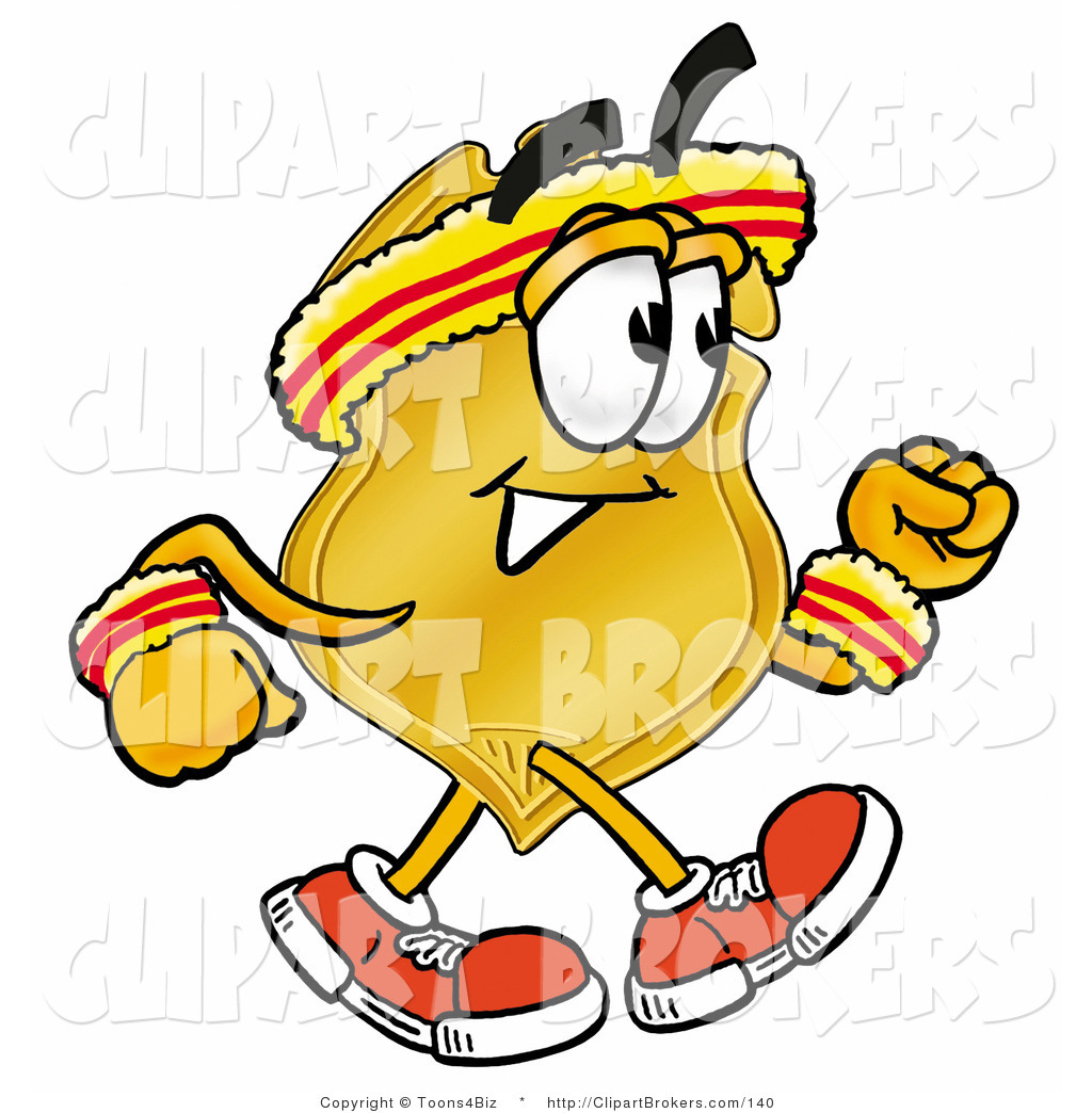 Clip Art Cartoon of a Gold Badge Mascot Cartoon Character Speed ...