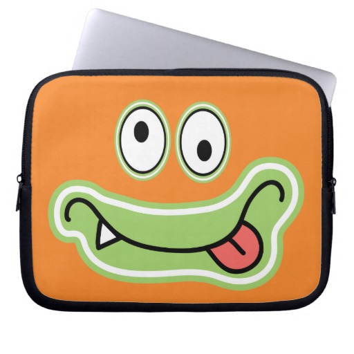 Cute Silly Monster Face Cartoon Laptop Computer Sleeve | Zazzle