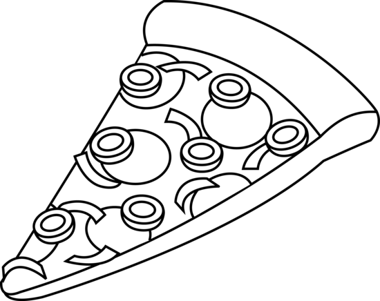 Line Art of a Slice of Pizza - Free Clip Art