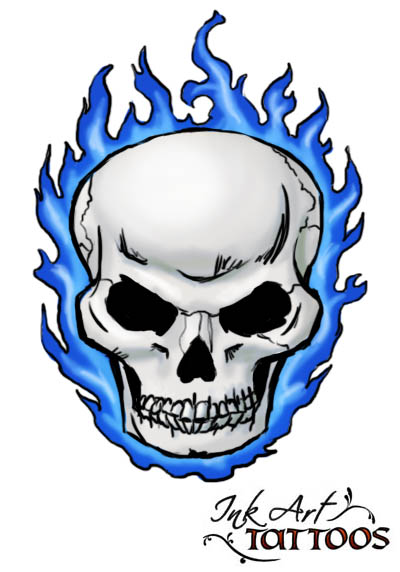 Flaming Skull Tattoo Flash | Cool Eyecatching tatoos