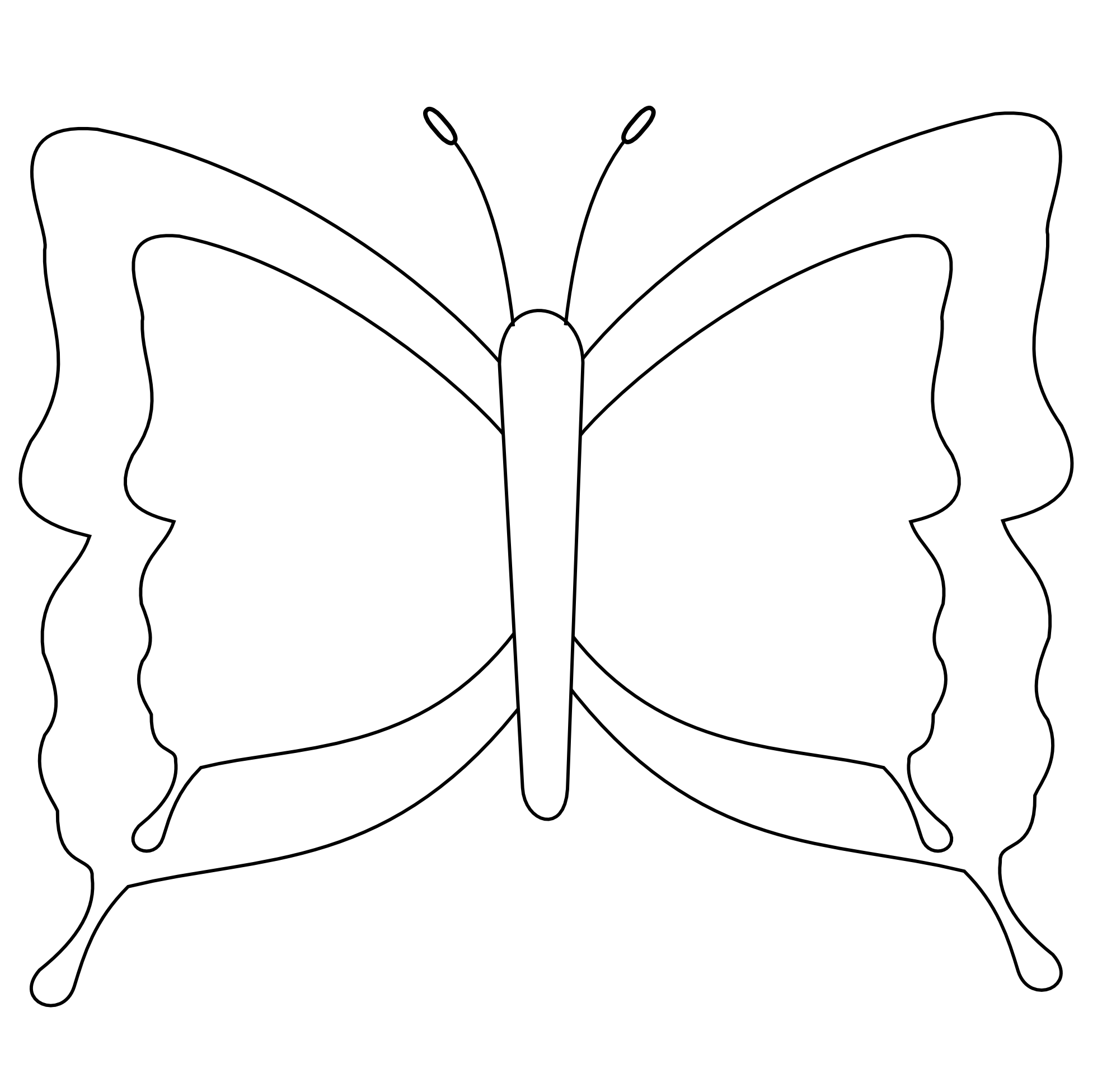 Butterfly 60 Black White Line Art Scalable Vector Graphics SVG ...