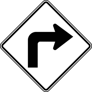 Right Turn, Black and White | ClipArt ETC