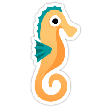 Cute, yellow cartoon seahorse sticker" Stickers by MheaDesign ...