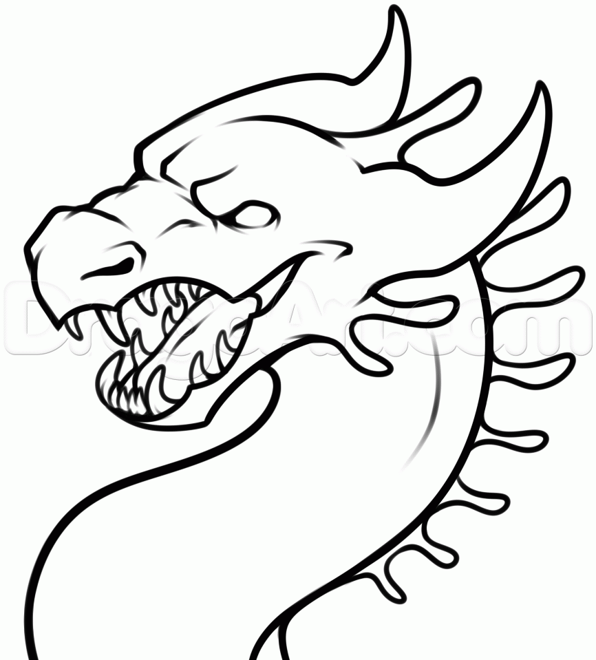 How to Draw a Simple Dragon Head, Step by Step, Dragons, Draw a ...
