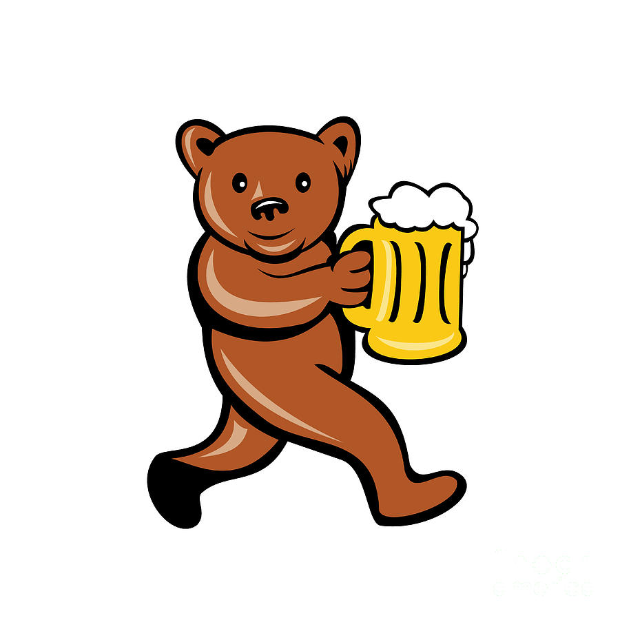 Bear Beer Mug Running Side Cartoon by Aloysius Patrimonio ...