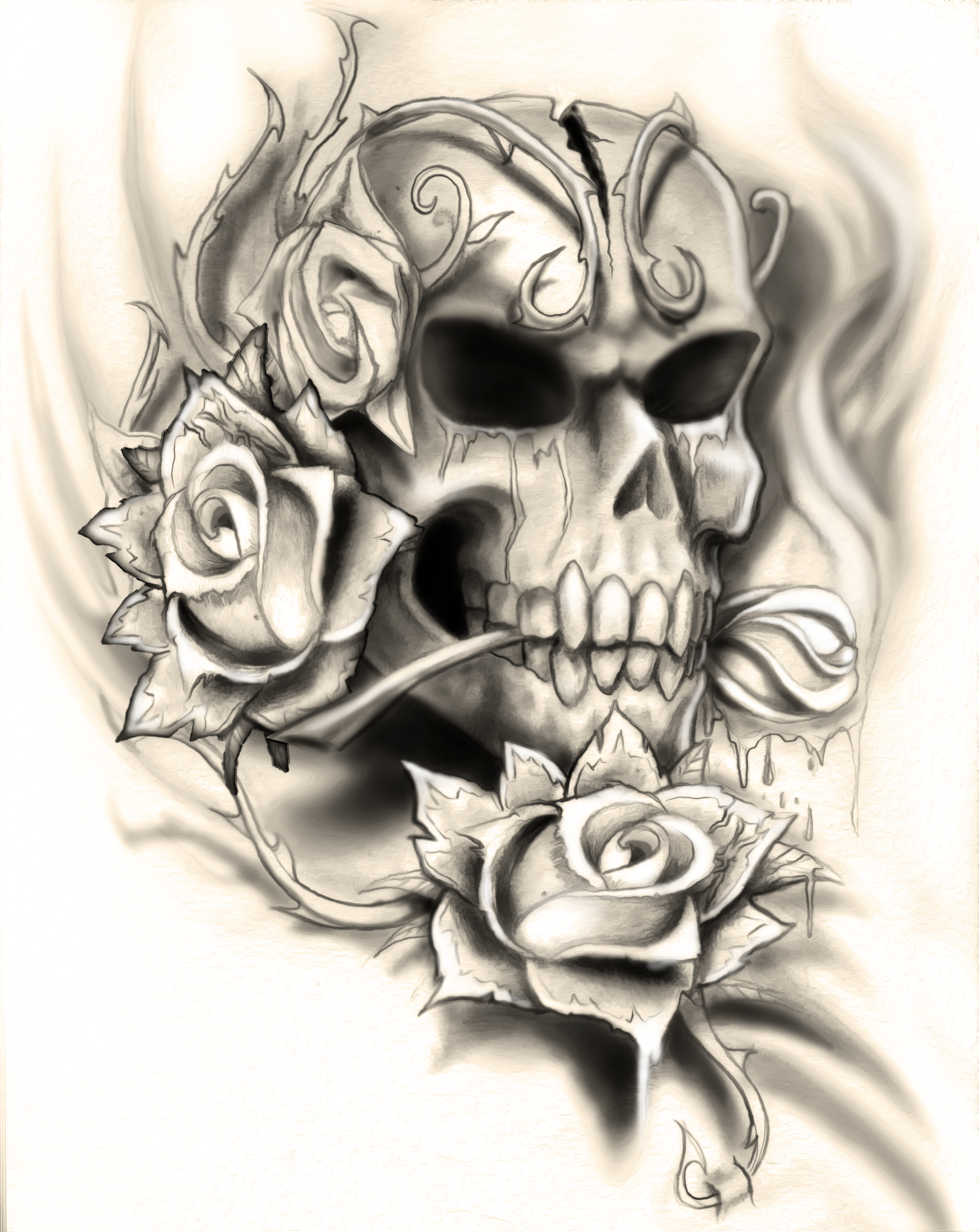 DeviantArt: More Artists Like Skull rose tattoo design by NeoGzus