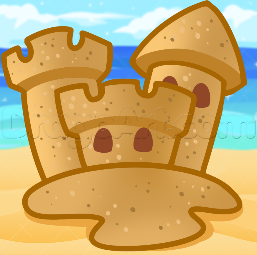 How to Draw a Sandcastle, Step by Step, Buildings, Landmarks ...