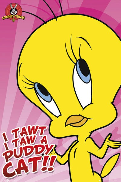 Looney Tunes Poster Tweety Bird Puddy Cat 24x36 Cartoon I Tawt I ...