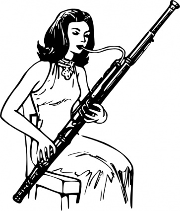 Woman Playing Bassoon clip art - Download free Music vectors