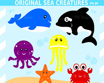 Popular items for sea creature clipart on Etsy