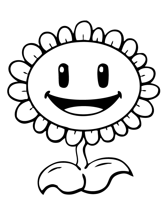 Plants Vs Zombies Sunflower Coloring Page | HM Coloring Pages