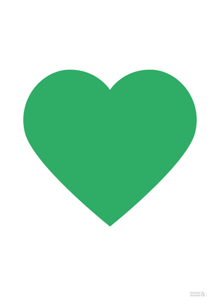 Heart Art Print in Green | Love Heart Wall Art | Green Heart Print ...