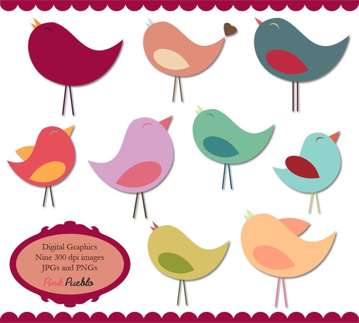 Birds Clip Art Clipart Beautiful Birdies in Pastels - Commercial Use
