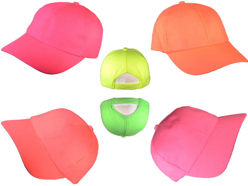 wholesale Assorted Neon Color Cotton Baseball Caps Hats( 6 ...