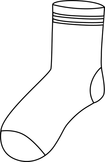 Black and White Crew Sock Clip Art - Black and White Crew Sock Image