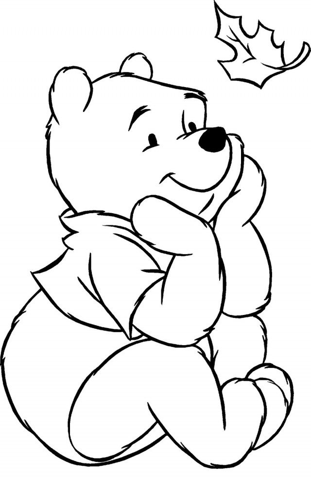 Pooh Thanksgiving Autumn Leaves Coloring Page Id 39009 140612 ...