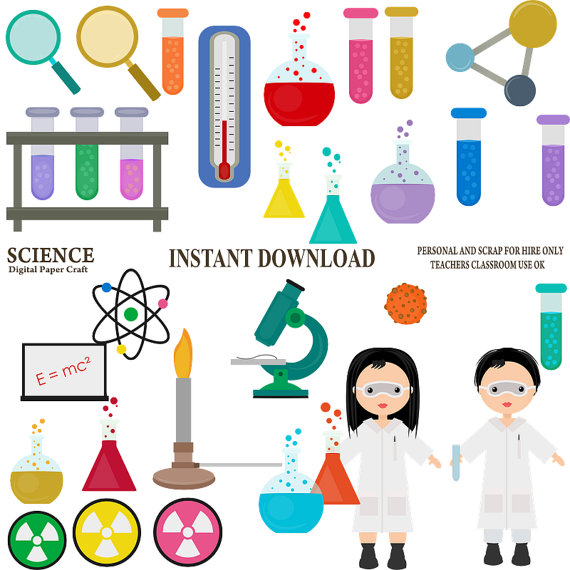 Clipart Science INSTANT DOWNLOAD by DigitalPaperCraft on Etsy