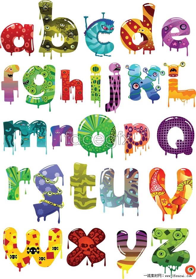 Cartoon marine alphabet vector | Vector font