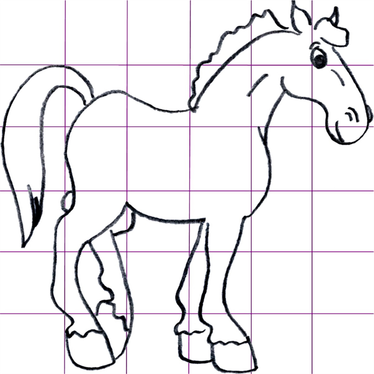 Draw Cartoon Horses - Step by Step