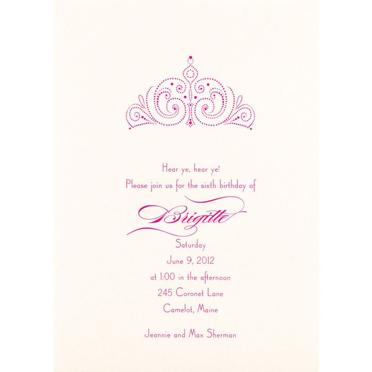 Pink Princess Tiara Invitation | Tattoos & piercings | Pinterest