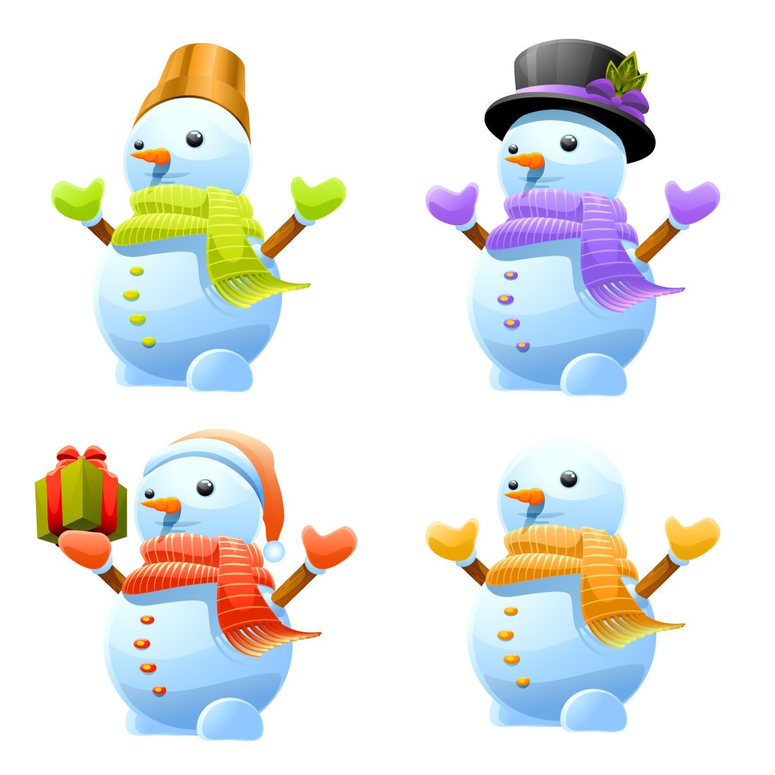 3D Cute Snowman Vector Set | Free Vector Graphics | All Free Web ...