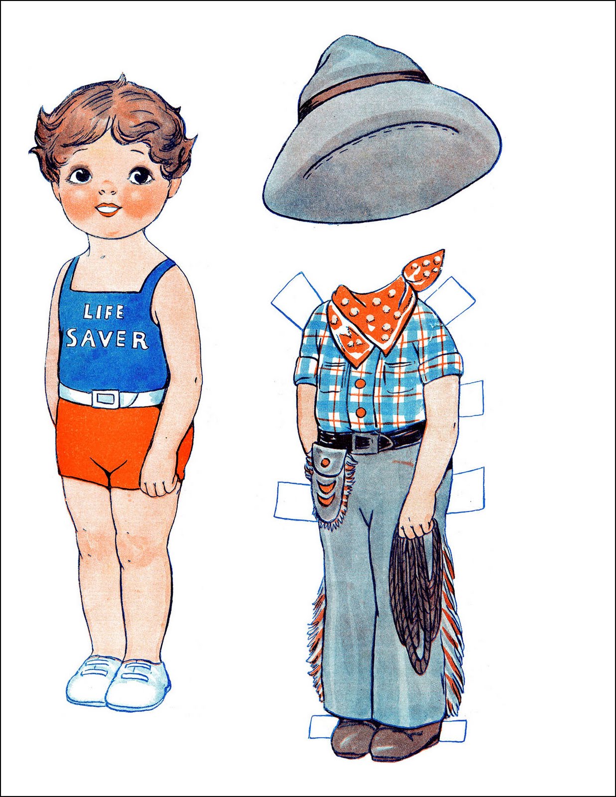 Vintage Kids Printable - Cowboy Paperdoll - The Graphics Fairy