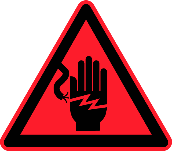 hand touching electrical cable warning sign - vector Clip Art