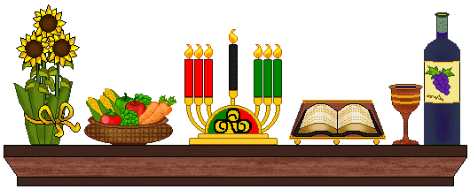 Mantle Clip Art - Kwanzaa Mantle With Candles and Wine