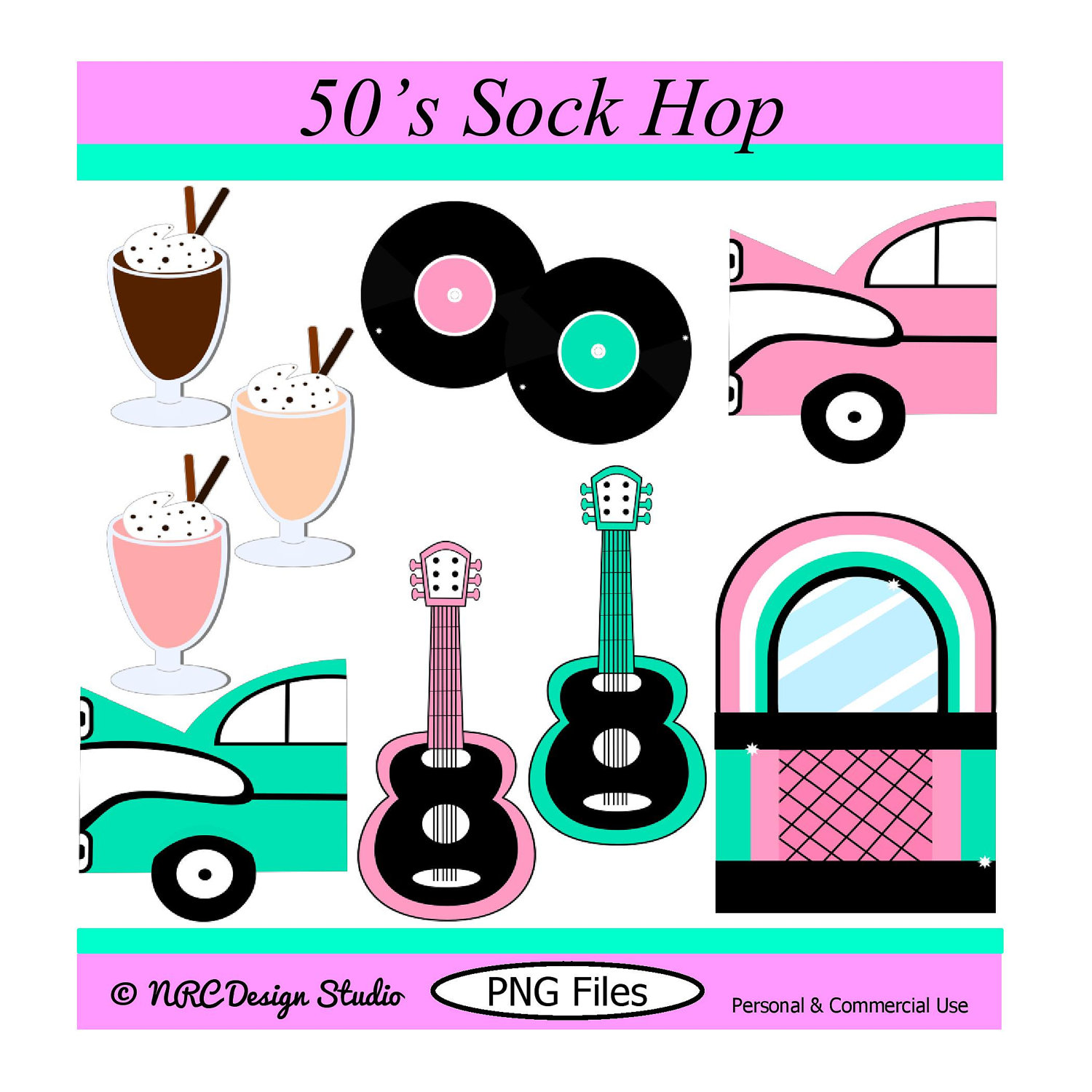 Dollar Day Sale 50's Sock Hop Clipart. by NRCDesignStudio on Etsy