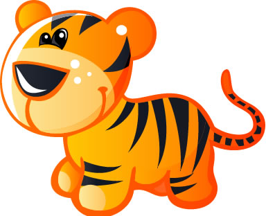 Cute Baby Yellow and Brown Cartoon Tiger : Custom Wall Decals ...
