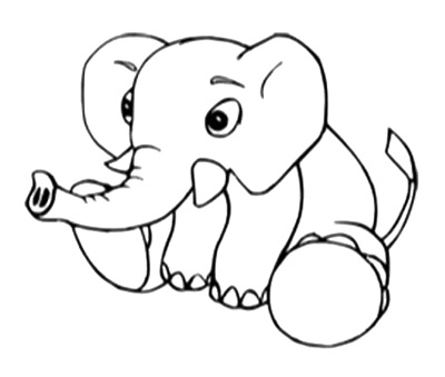 Baby Elephant Coloring Sheet Printable Line Art | Just Free Image ...