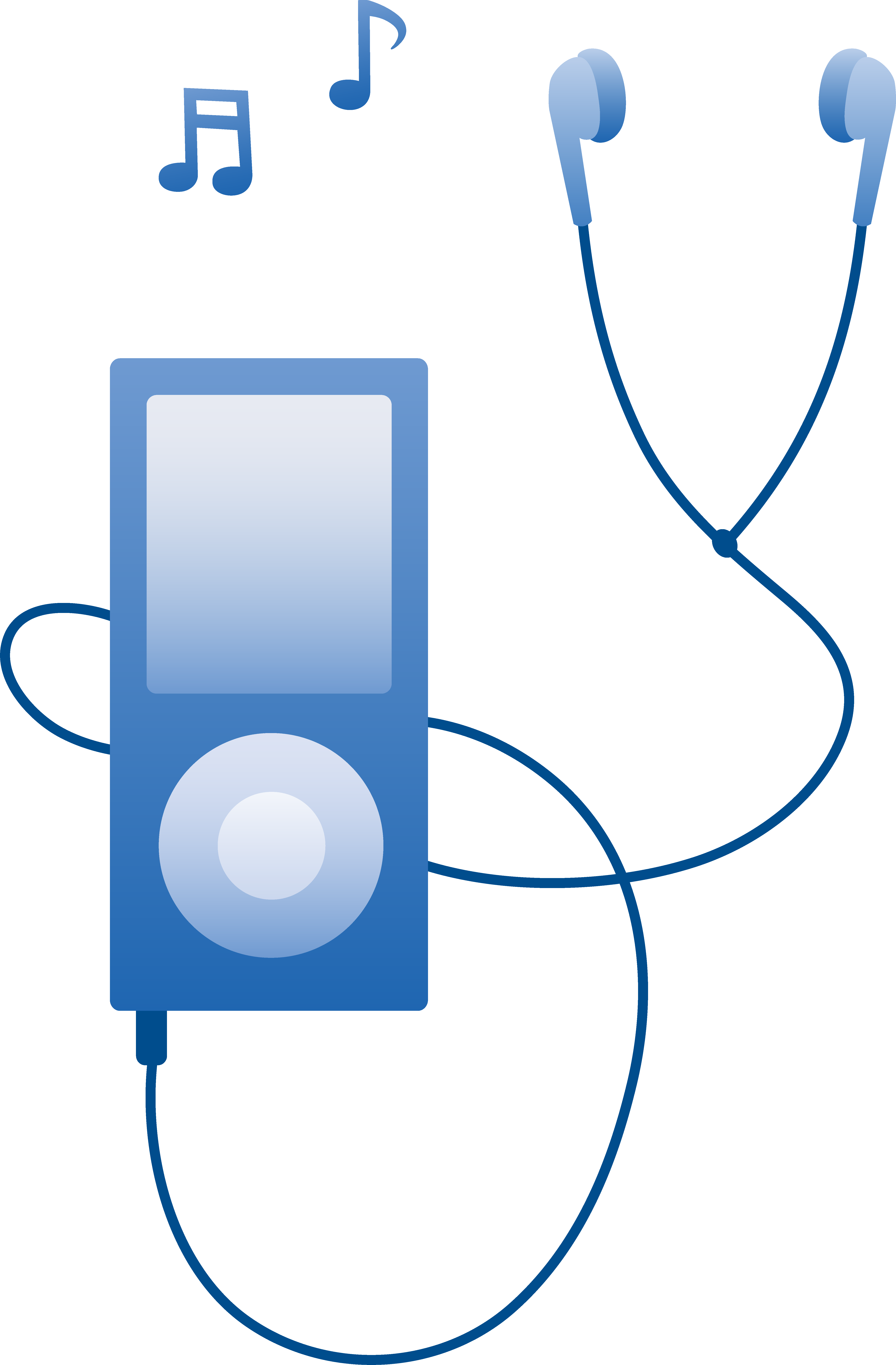 Blue MP3 Player Playing Music - Free Clip Art
