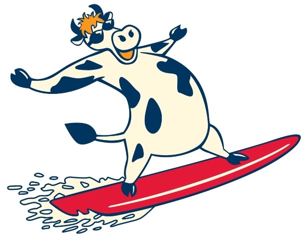 COW,CARTOON ON SURFBOARD WITH SPLASH by Nesor Nominees Pty Ltd ...