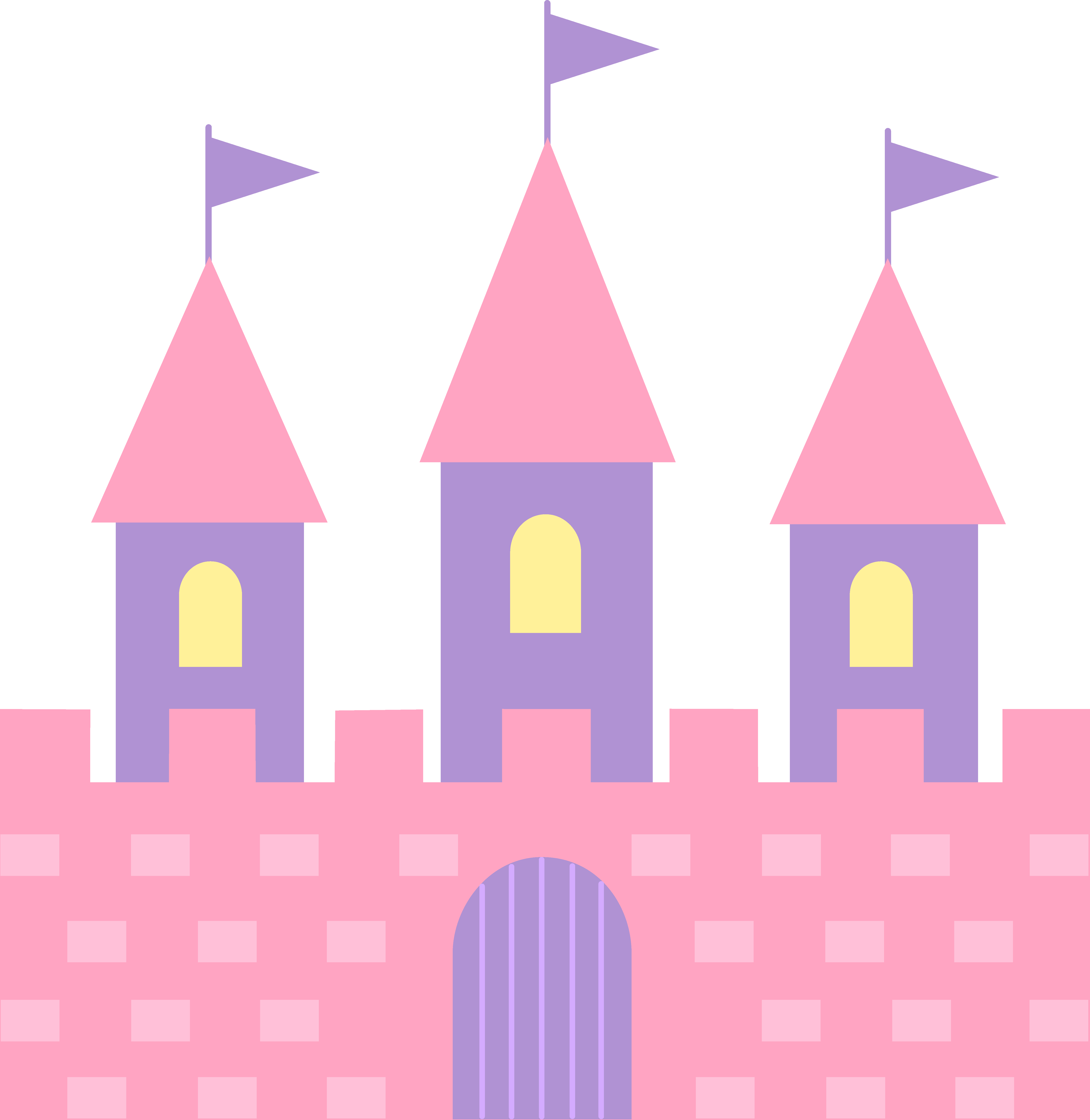 Cute Pink Princess Castle - Free Clip Art
