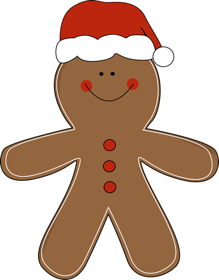 Gingerbread Man Wearing a Santa Hat Clip Art - Gingerbread Man ...