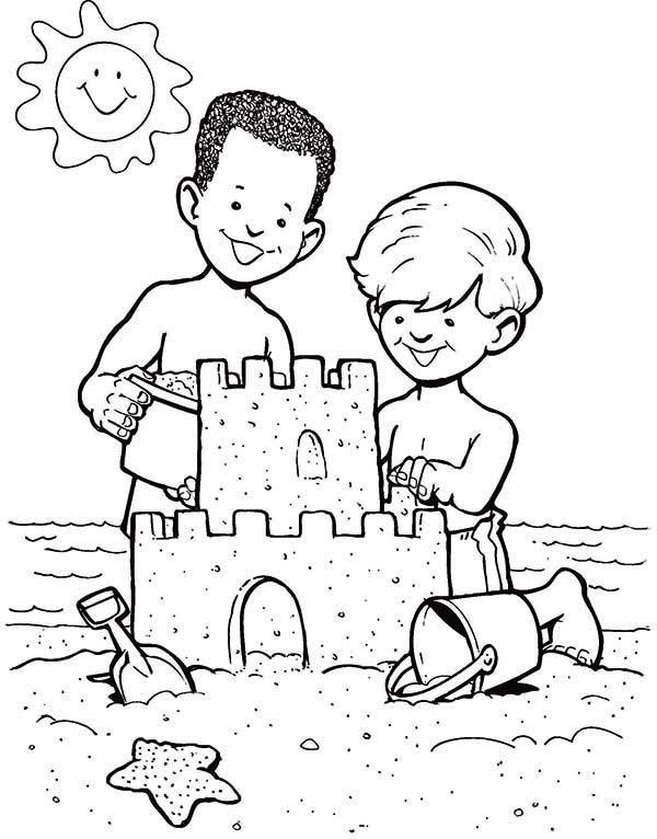 Free coloring pages of sandcastle
