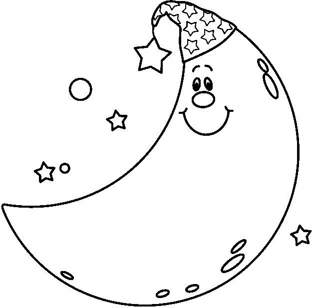 Moon clipart/coloring page | Clipart: Stars, Moons, & Suns | Pinterest