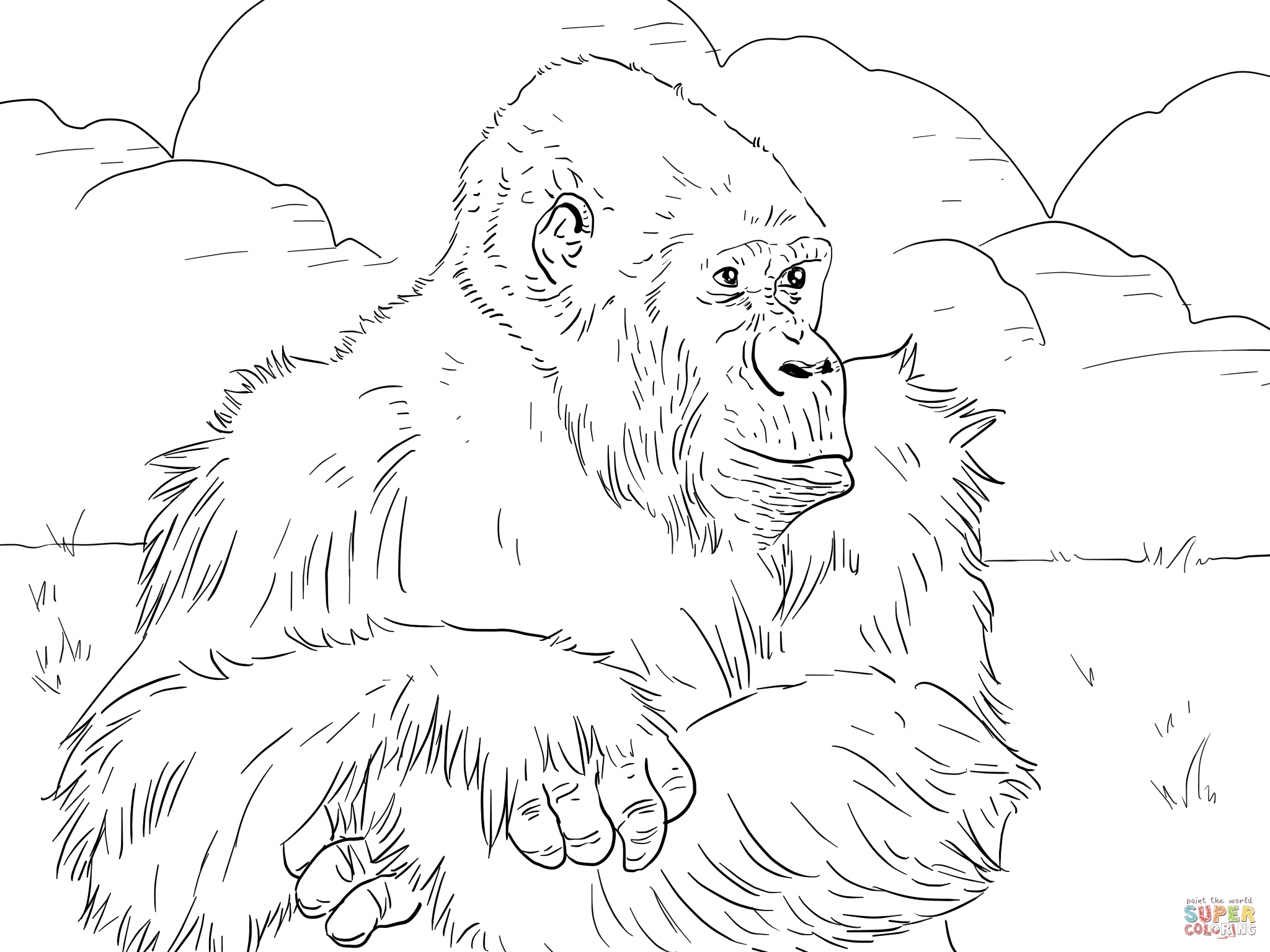 Mountain Gorilla Coloring page | Free Printable Coloring Pages