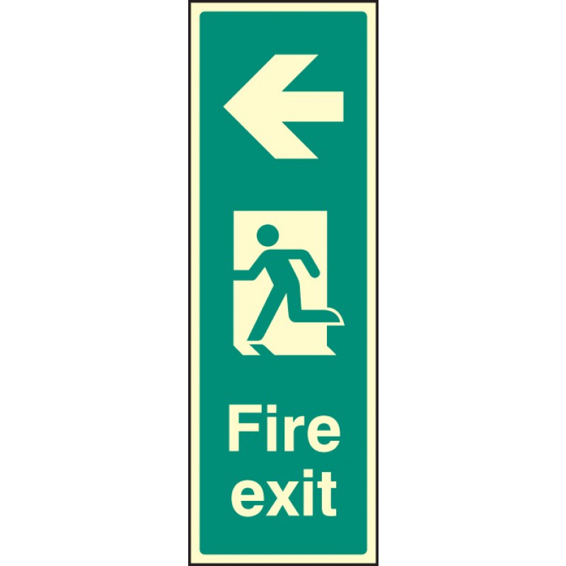 Fire exit signs - Arrow left | Photoluminescent Rigid Plastic ...