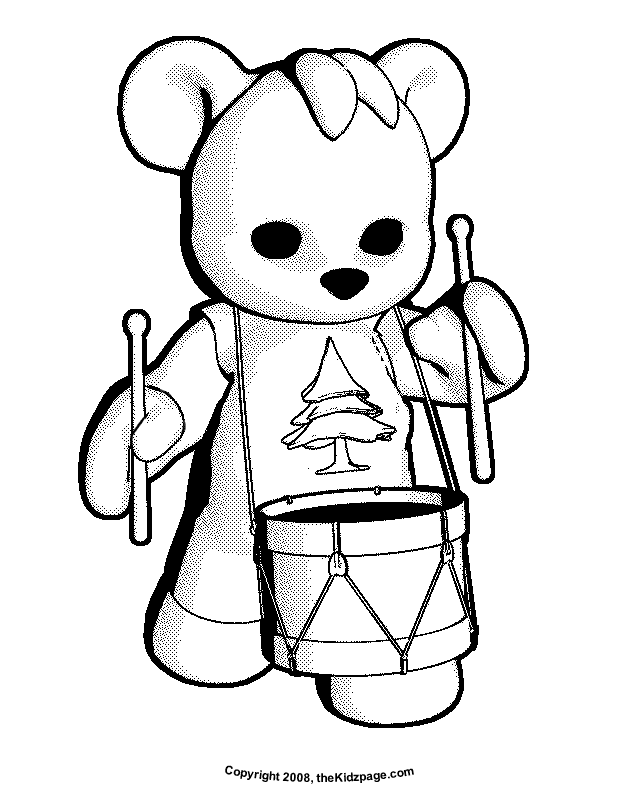Teddy Bear Drummer Free Coloring Pages for Kids - Printable ...