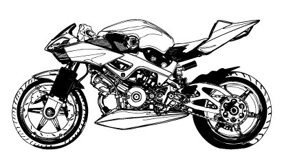 Motorcycle clip art black and white line - Vector